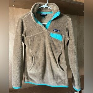Patagonia Tan Fleece with Teal Trim